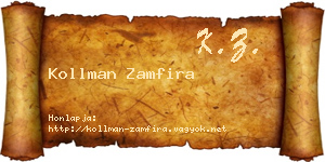 Kollman Zamfira névjegykártya